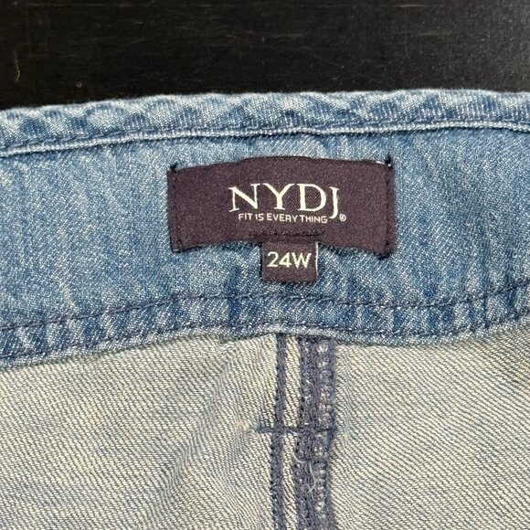 NYDJ Chambray Lift Tuck Technology Light Wash Wide Leg Pants Womens Size 24W - Picture 6 of 12